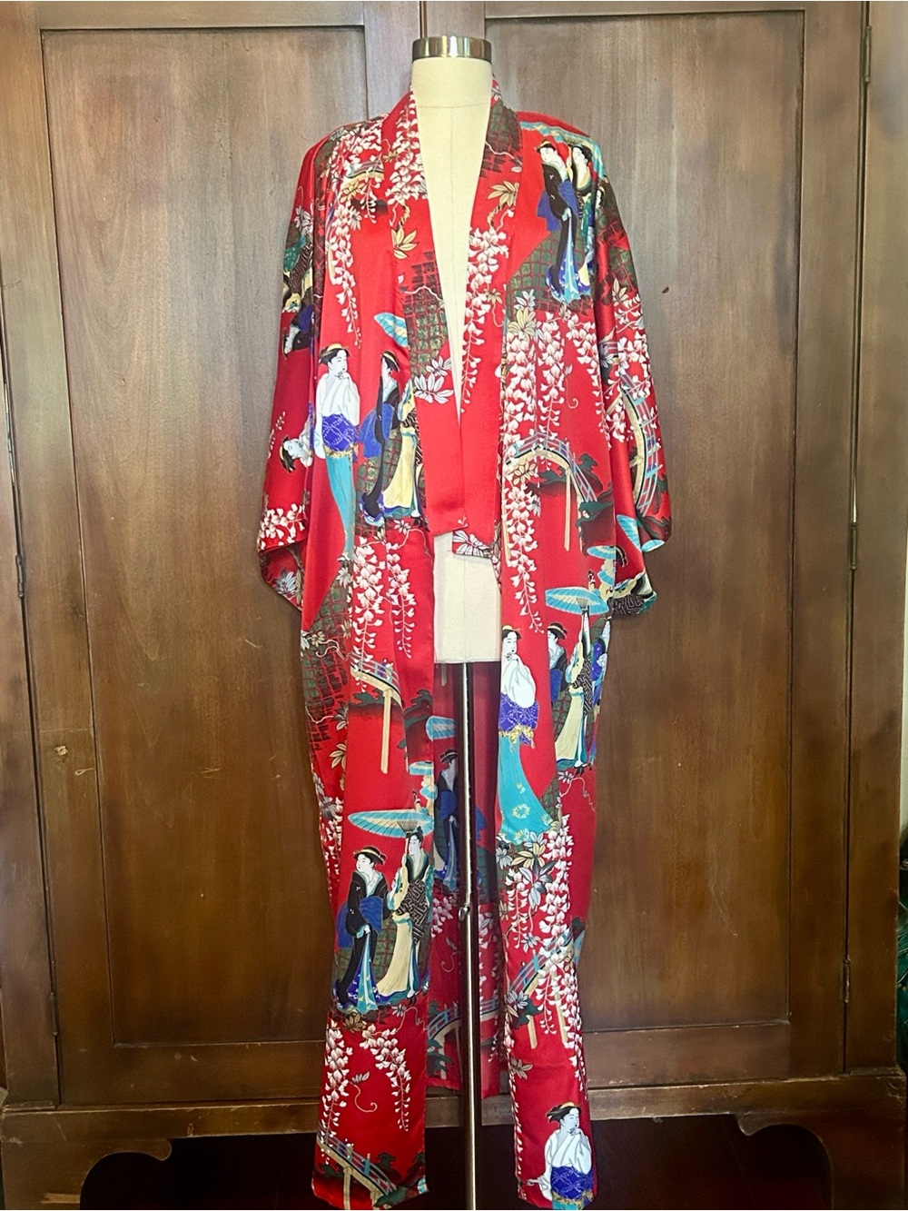 90s/Y2K Authentic Japanese Label Red Satin Kimono Robe OS